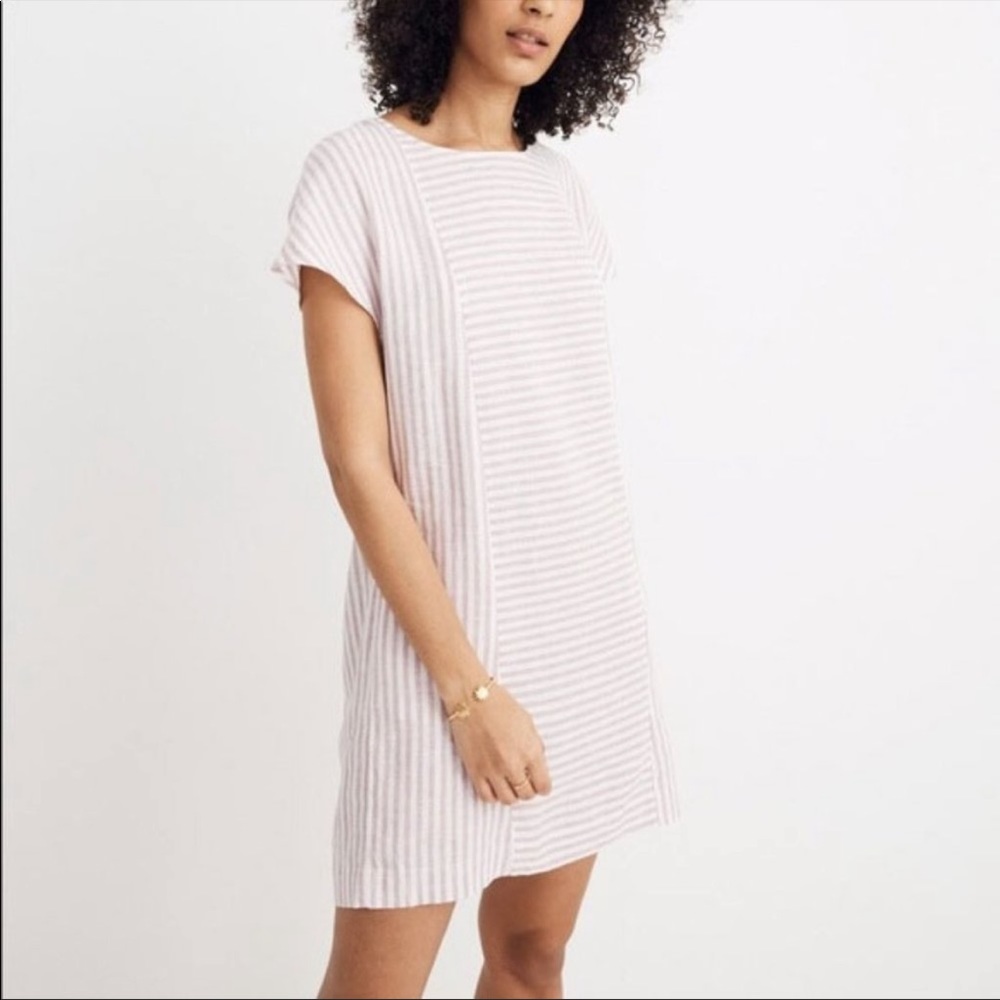 Madewell Stripe-Play Button-Back Dress
